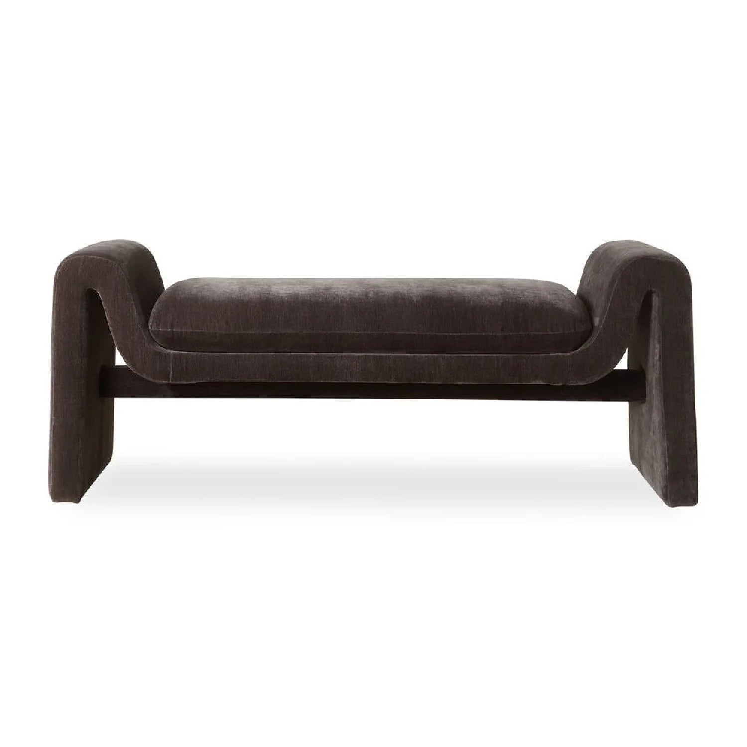 Luxury Charcoal Velvet Bench European Style for Villa