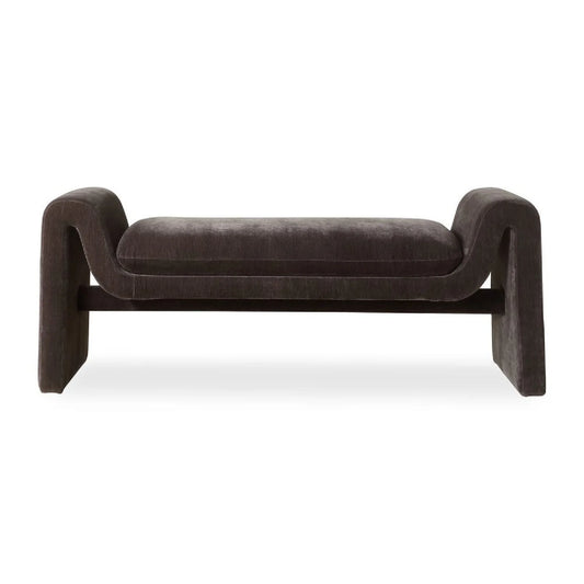 Luxury Charcoal Velvet Bench European Style for Villa