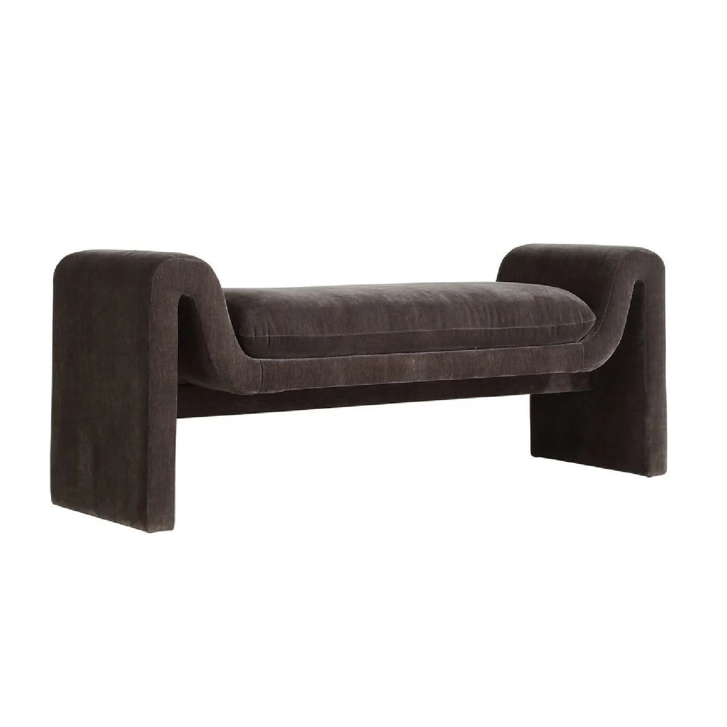 Luxury Charcoal Velvet Bench European Style for Villa