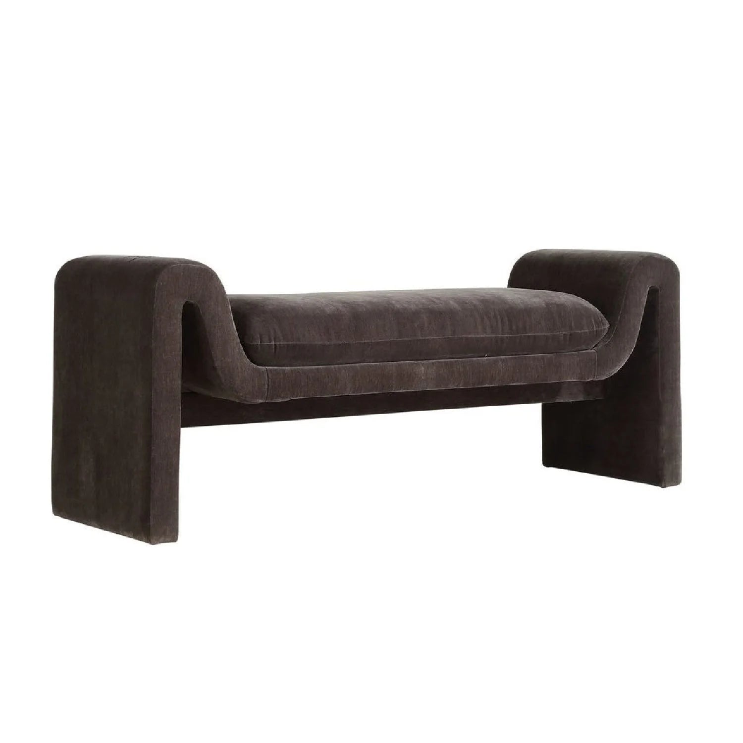 Luxury Charcoal Velvet Bench European Style for Villa