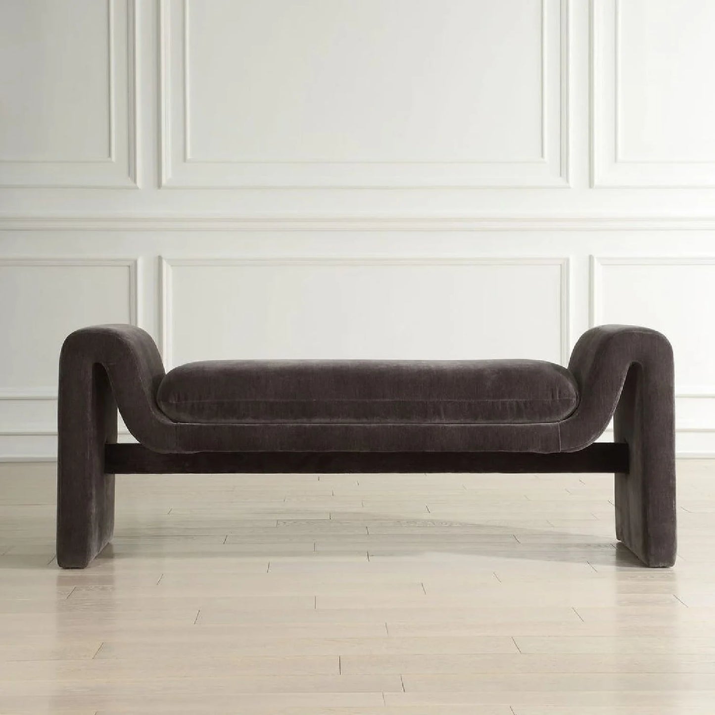 Luxury Charcoal Velvet Bench European Style for Villa