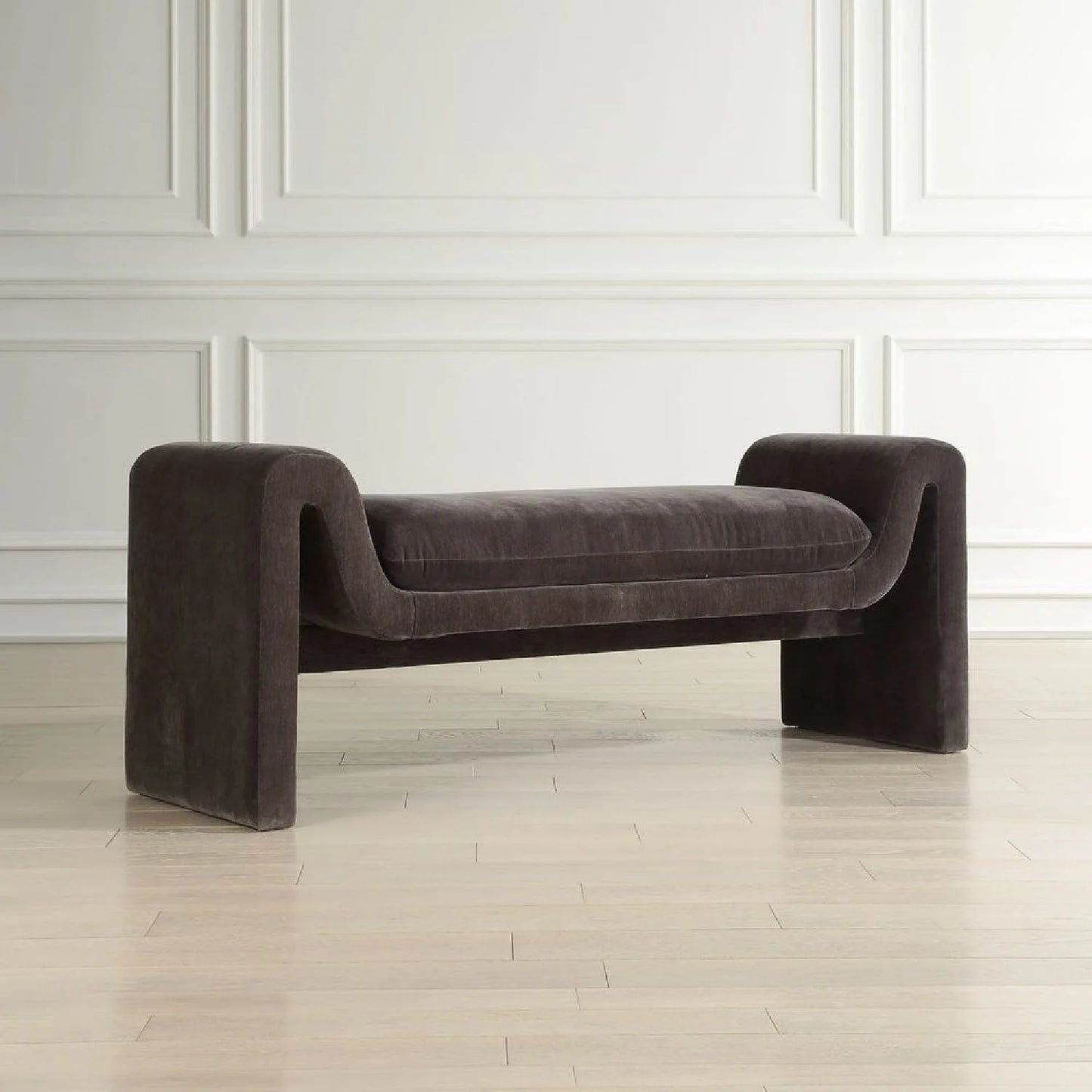 Luxury Charcoal Velvet Bench European Style for Villa