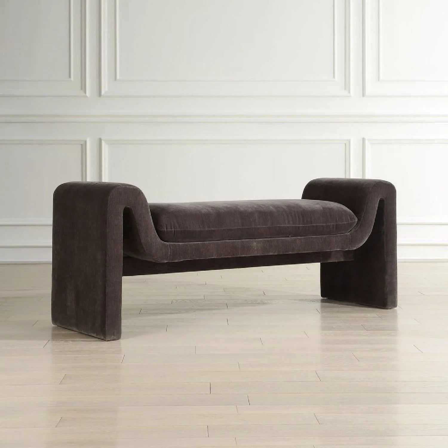 Luxury Charcoal Velvet Bench European Style for Villa