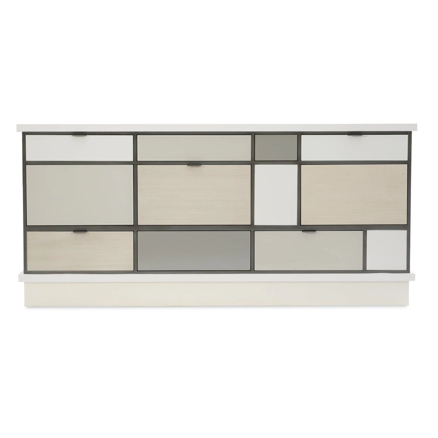 Luxury Checkerboard Glass 8-Drawer Sideboard European Style for Villa