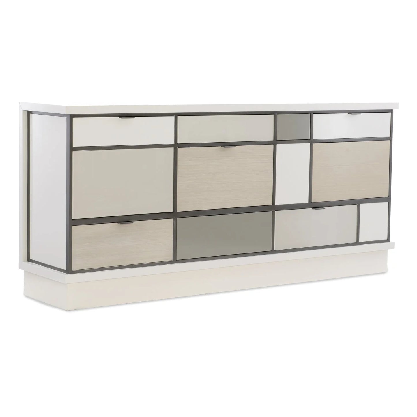 Luxury Checkerboard Glass 8-Drawer Sideboard European Style for Villa