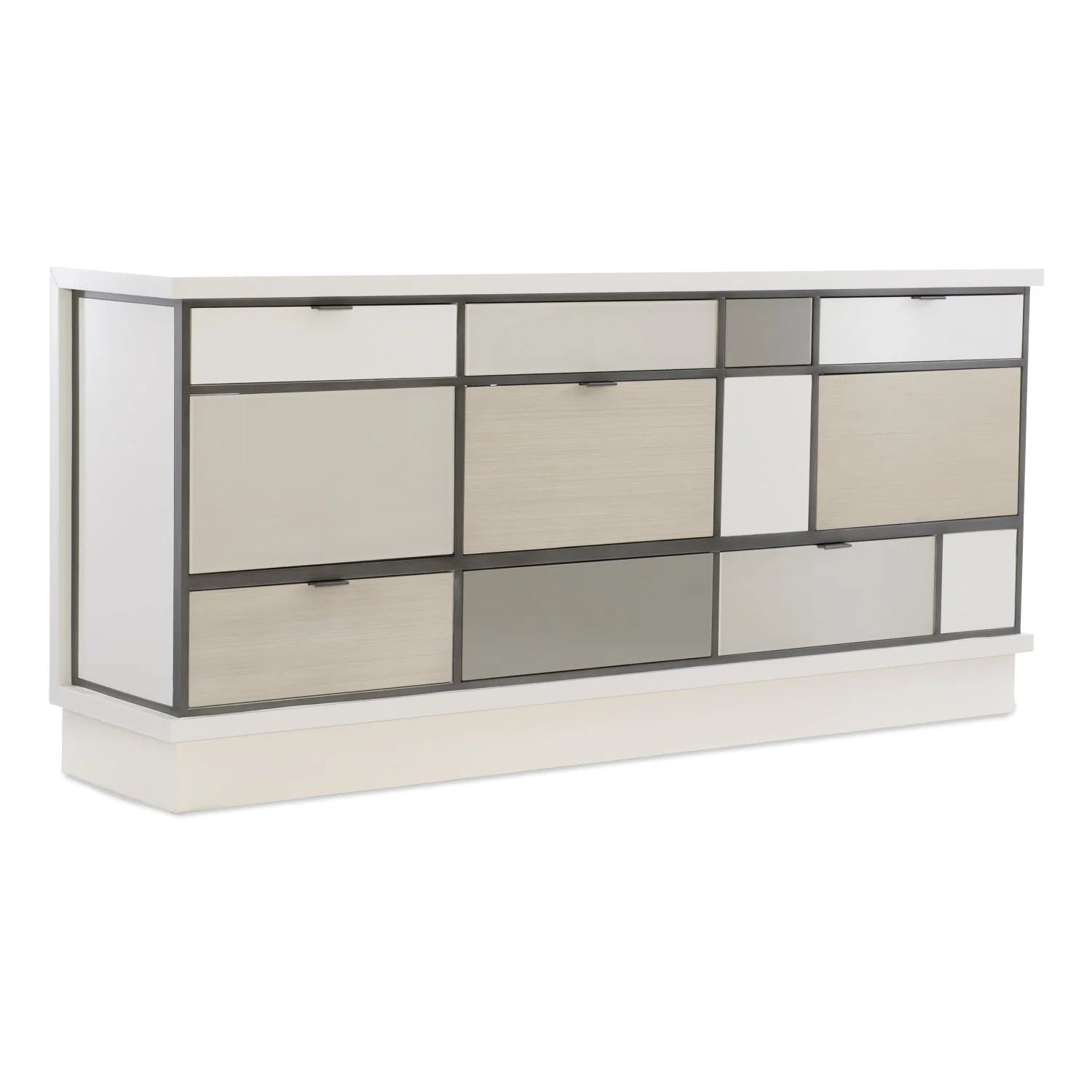 Luxury Checkerboard Glass 8-Drawer Sideboard European Style for Villa