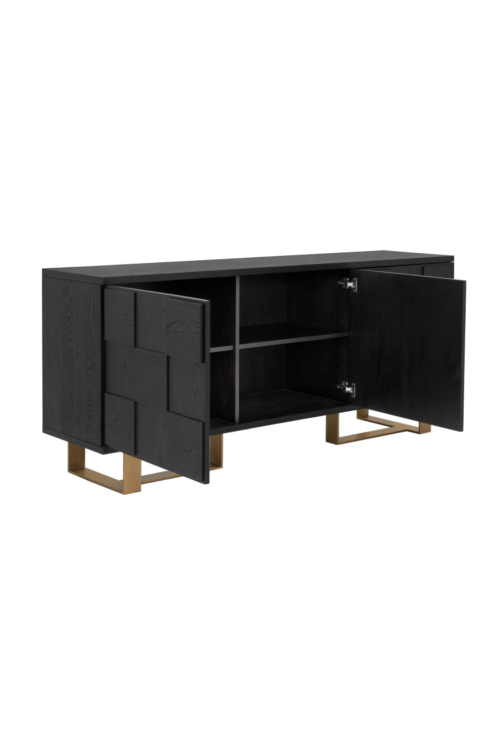 Luxury Checkered Smoked Acacia Sideboard European Style for Villa