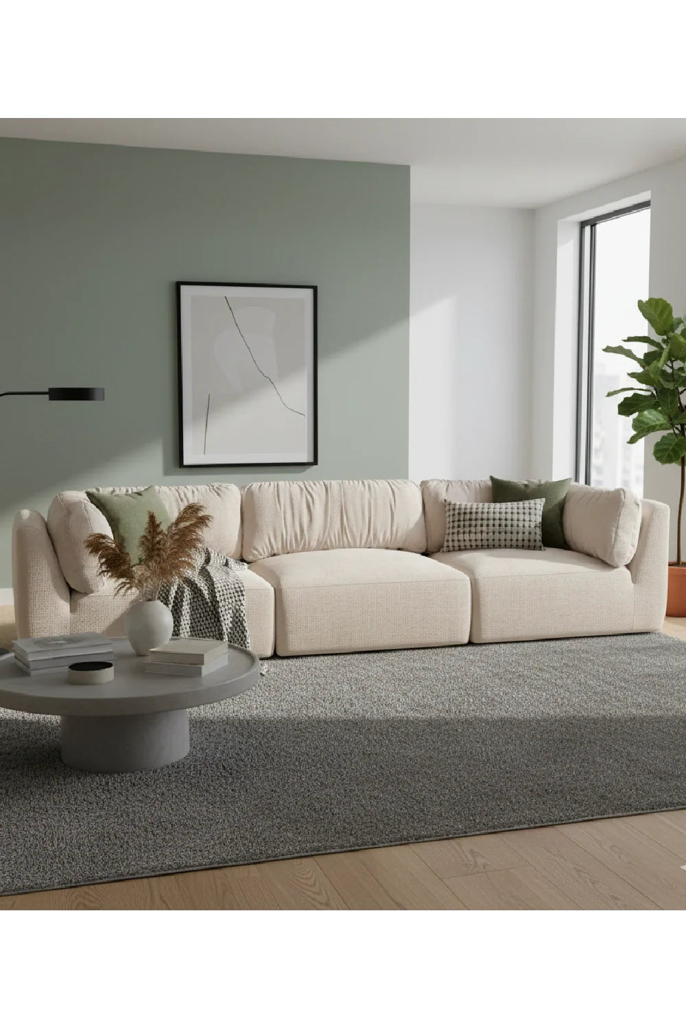 Luxury Chenille 3-Seater Sofa Modern Italian Style for Villa
