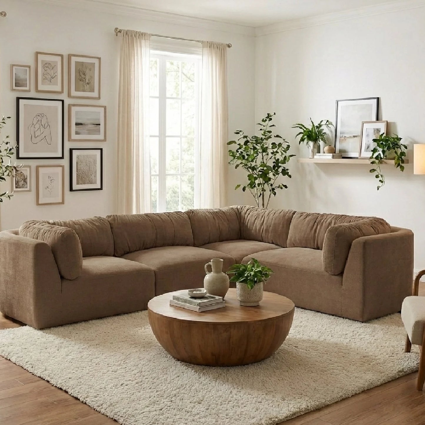 Luxury Chenille L-Shaped Modular Sofa Modern Italian Style for Villa
