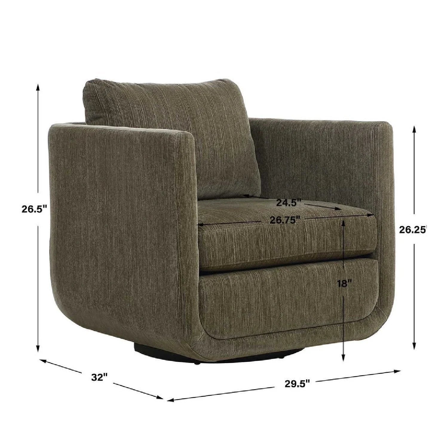 Luxury Chenille Rounded Swivel Accent Chair Modern Italian Style for Villa