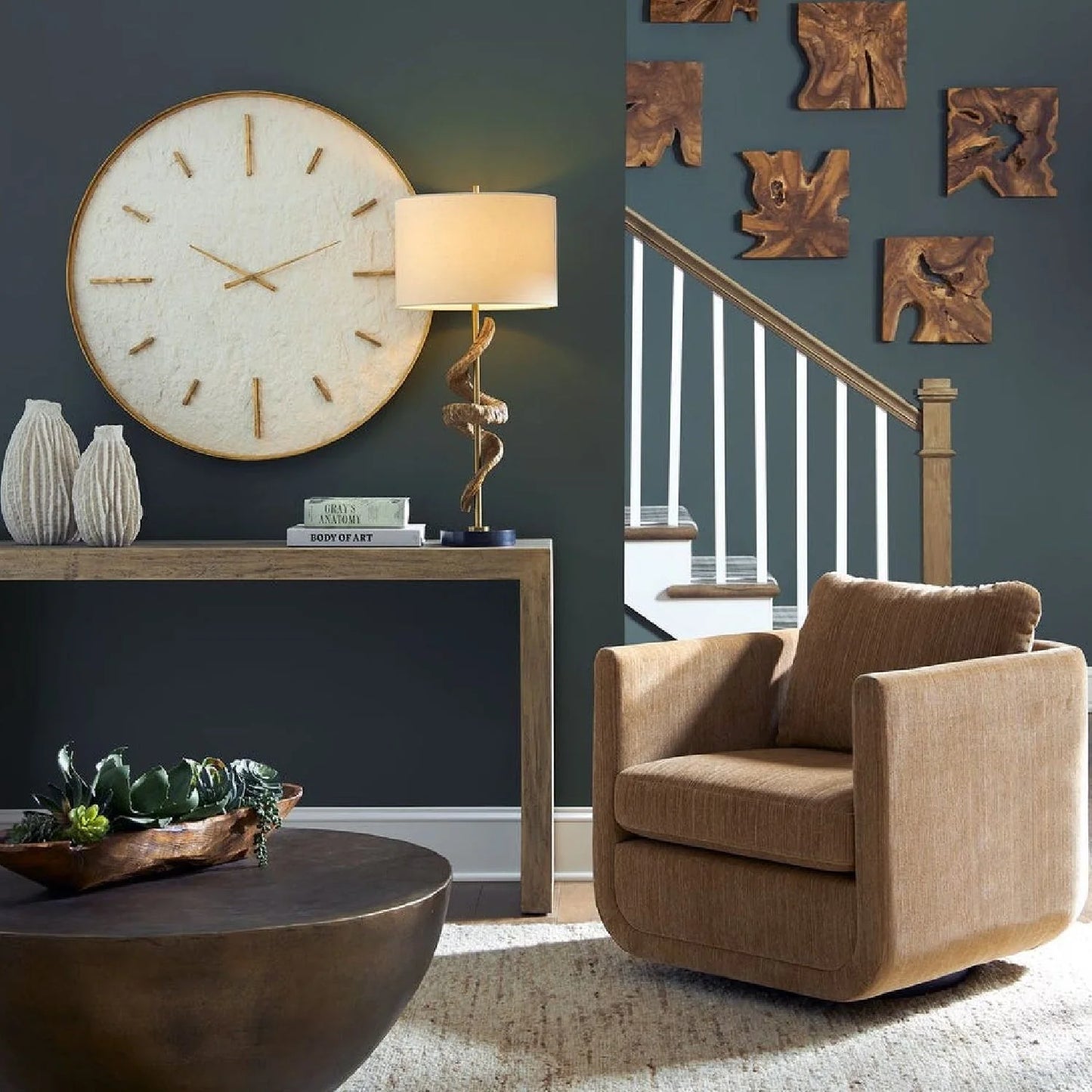 Luxury Chenille Rounded Swivel Accent Chair Modern Italian Style for Villa