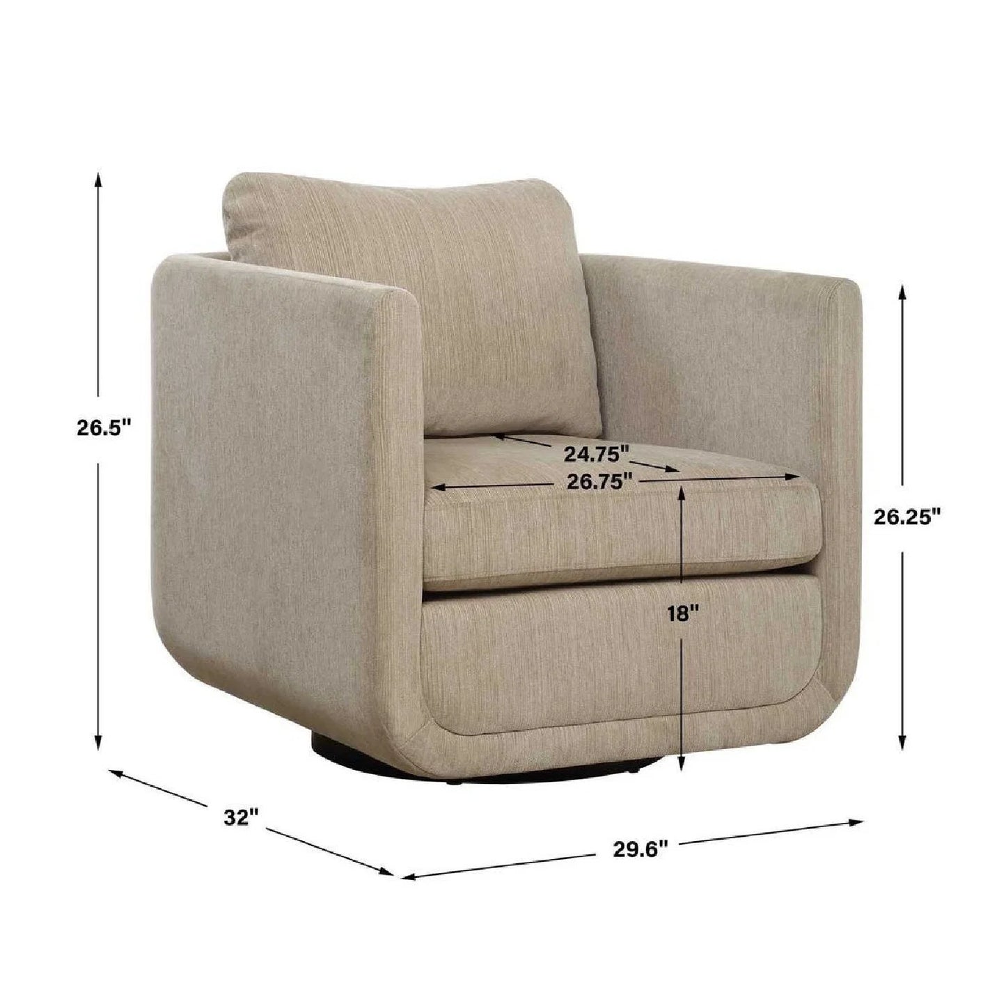 Luxury Chenille Rounded Swivel Accent Chair Modern Italian Style for Villa