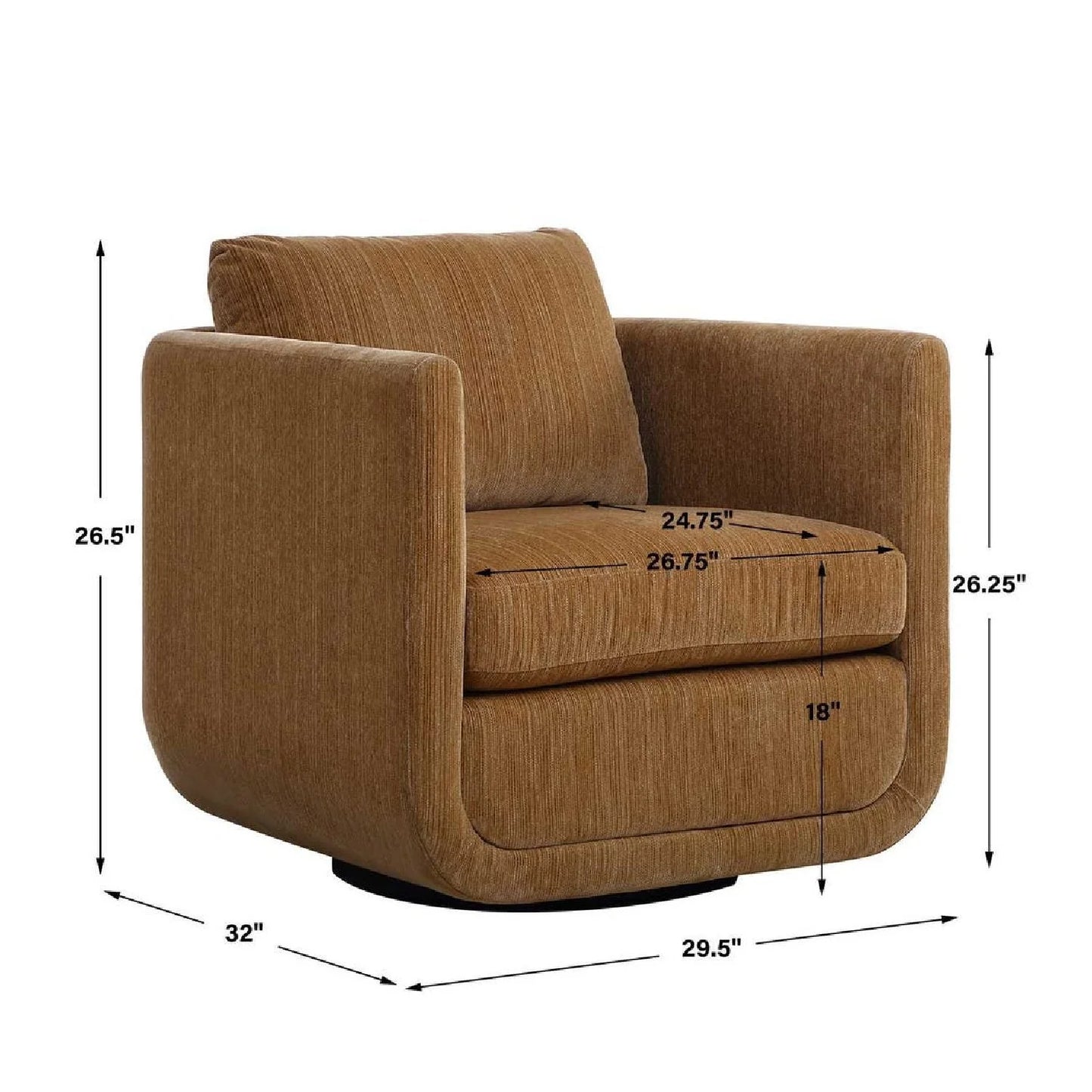 Luxury Chenille Rounded Swivel Accent Chair Modern Italian Style for Villa