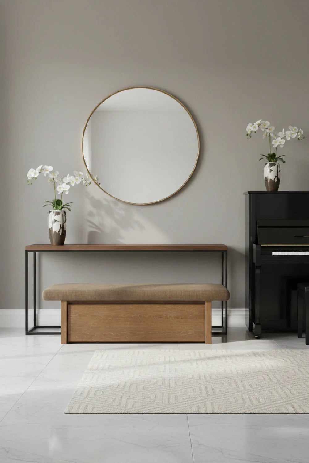 Luxury Chenille Storage Bench European Style for Villa