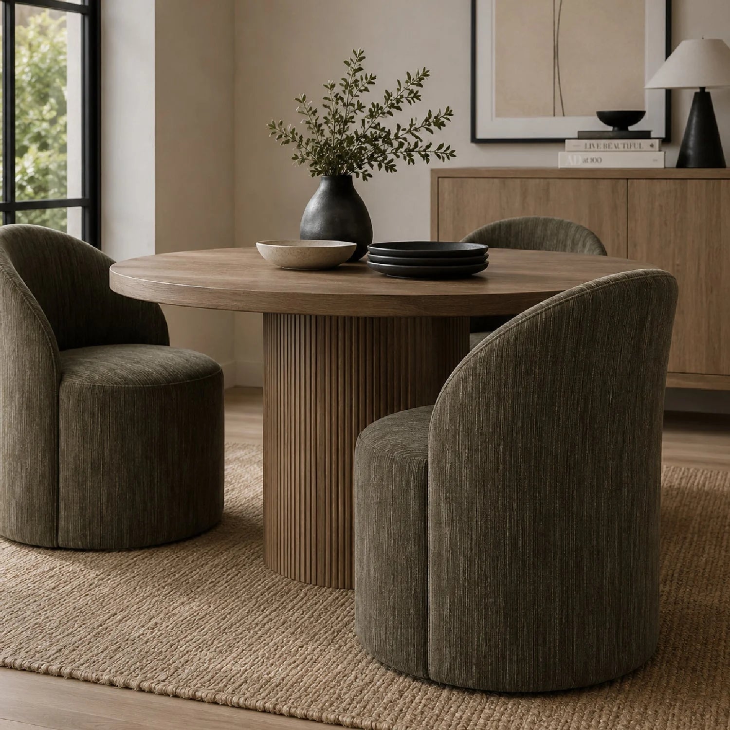 Luxury Chenille Swivel Modern Dining Chair European Style for Villa