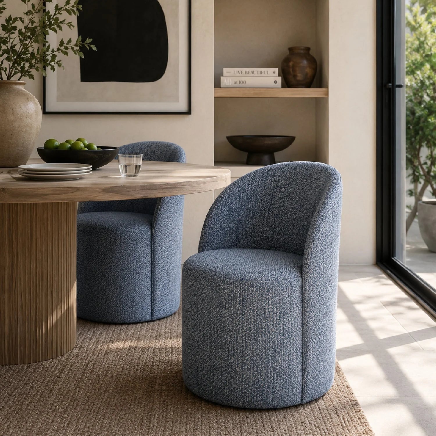 Luxury Chenille Swivel Modern Dining Chair European Style for Villa
