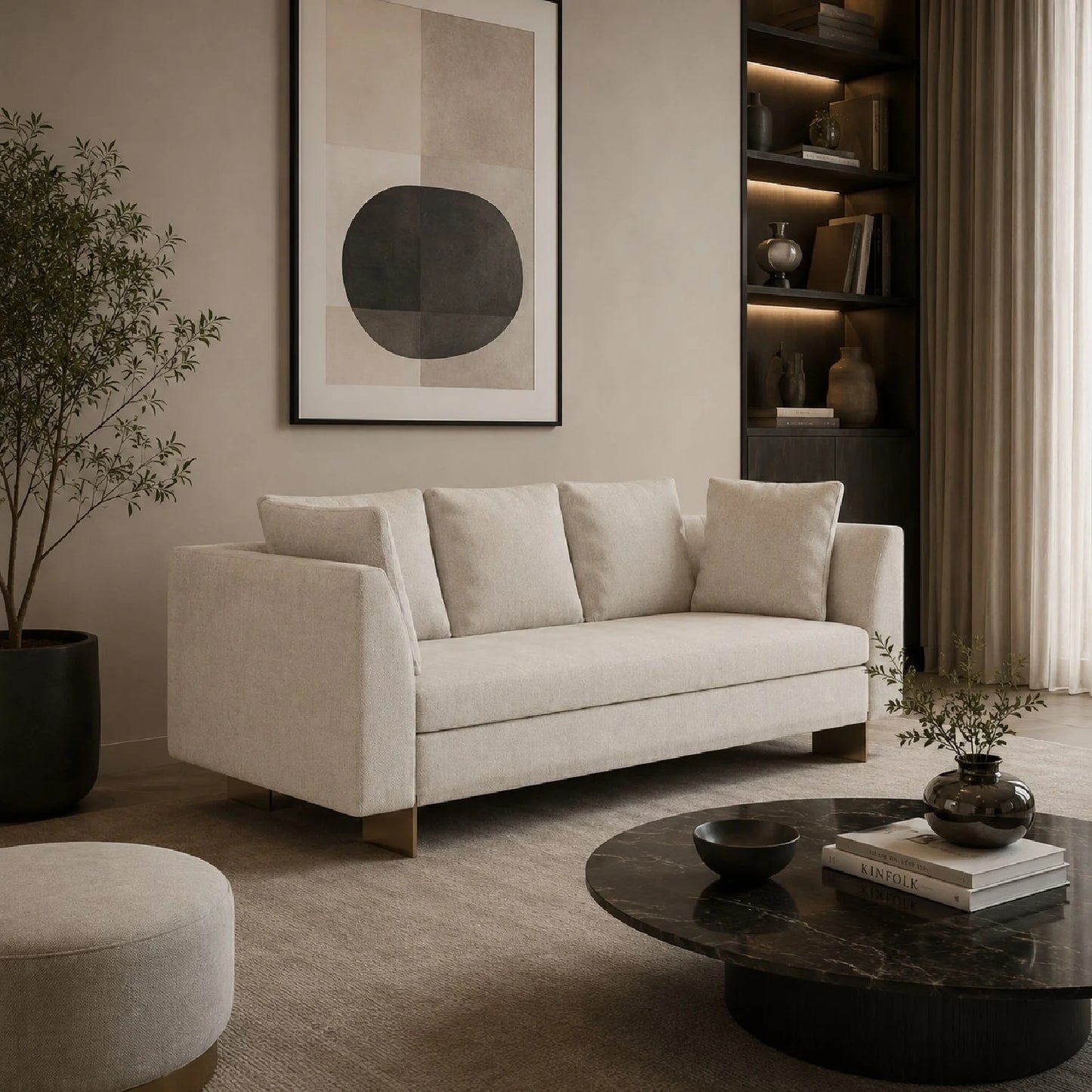 Luxury Chenille Upholstered Sofa Modern Italian Style for Villa