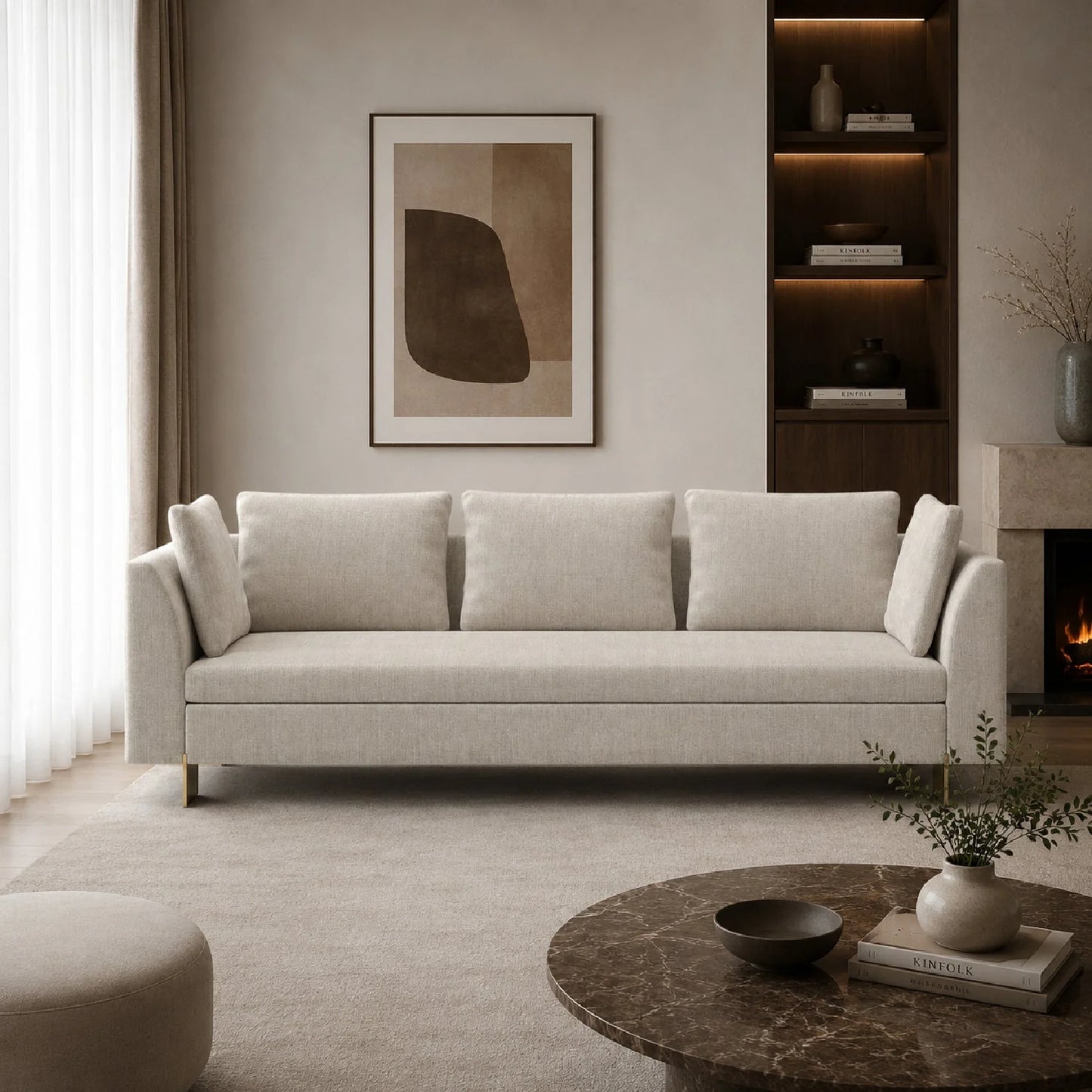 Luxury Chenille Upholstered Sofa Modern Italian Style for Villa