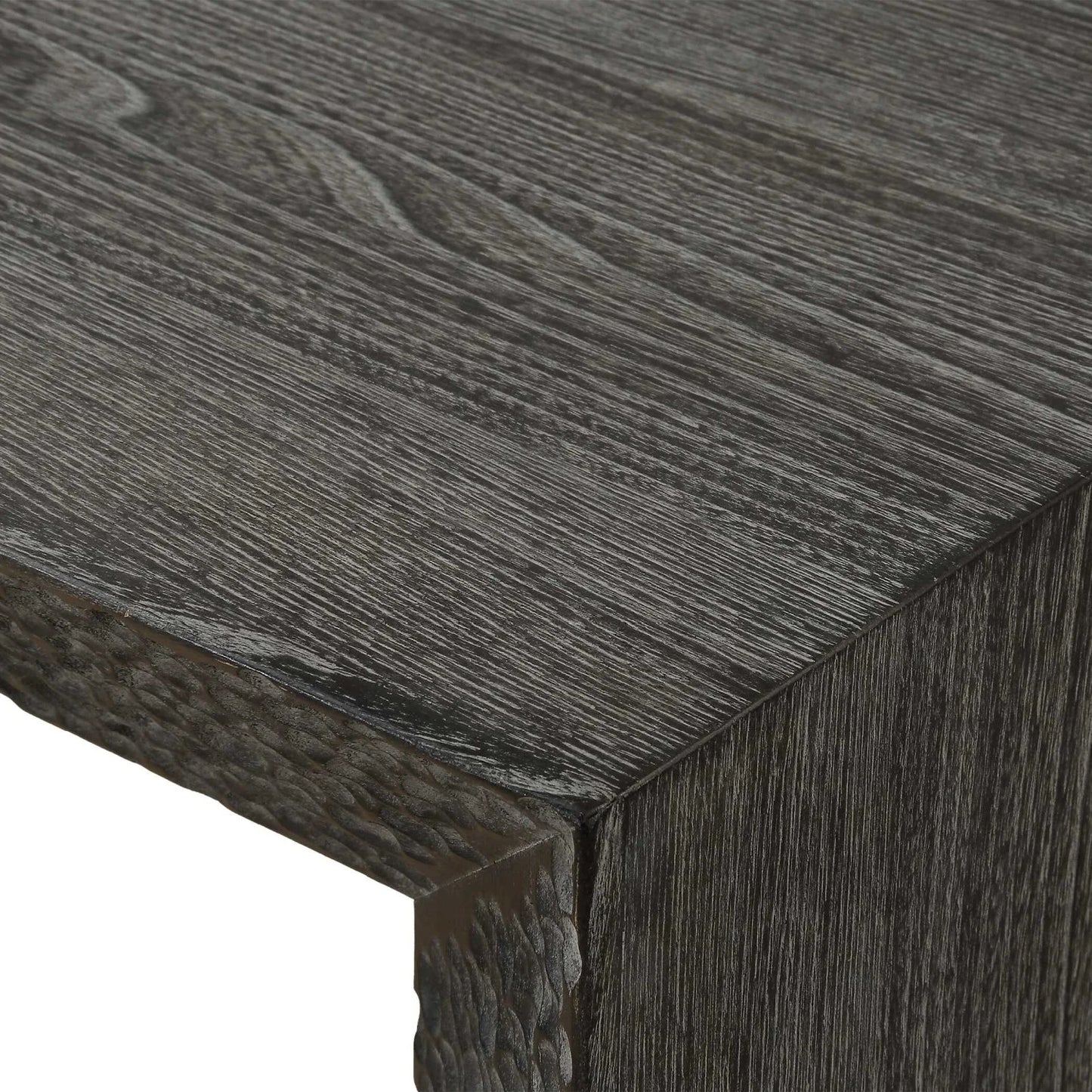 Luxury Chiseled Black Elm Console Table Modern Italian Style for Villa