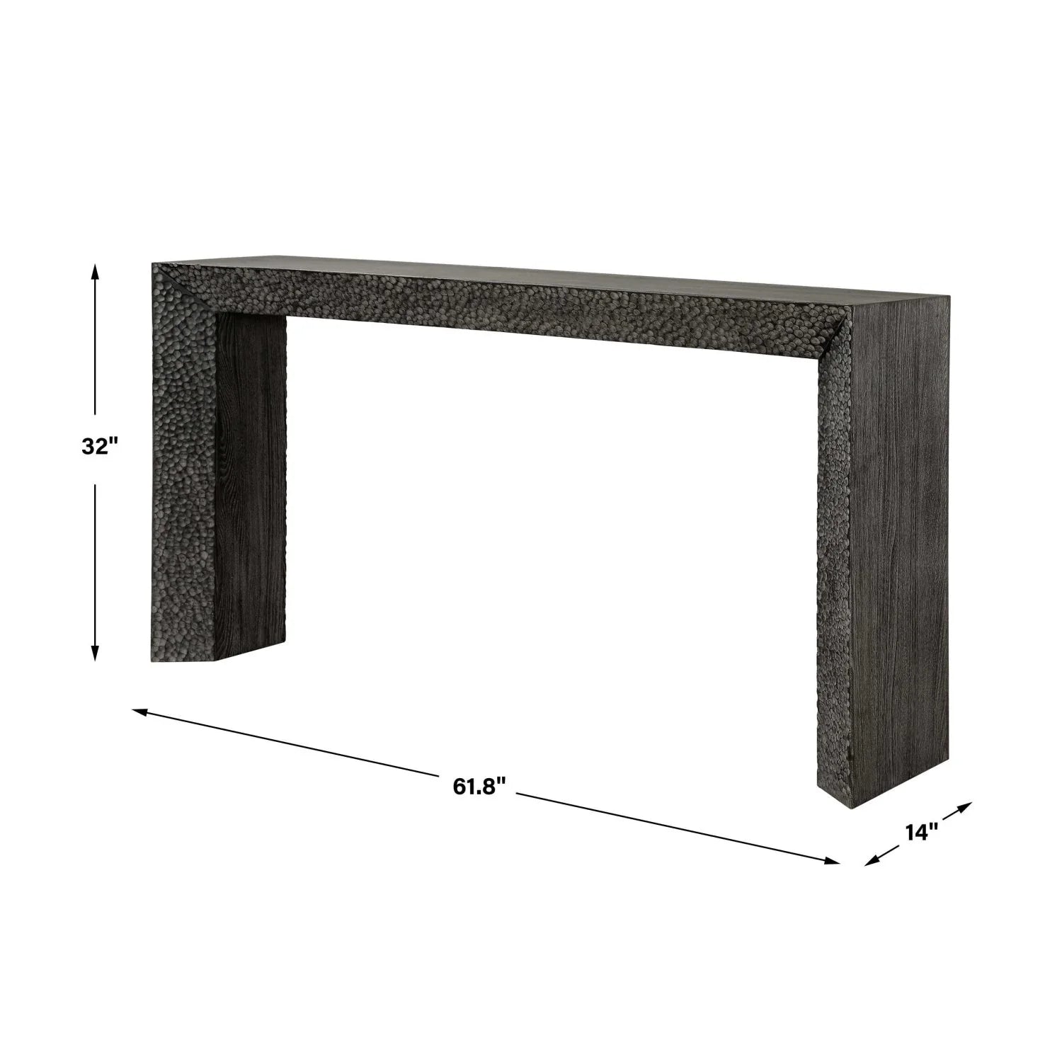 Luxury Chiseled Black Elm Console Table Modern Italian Style for Villa