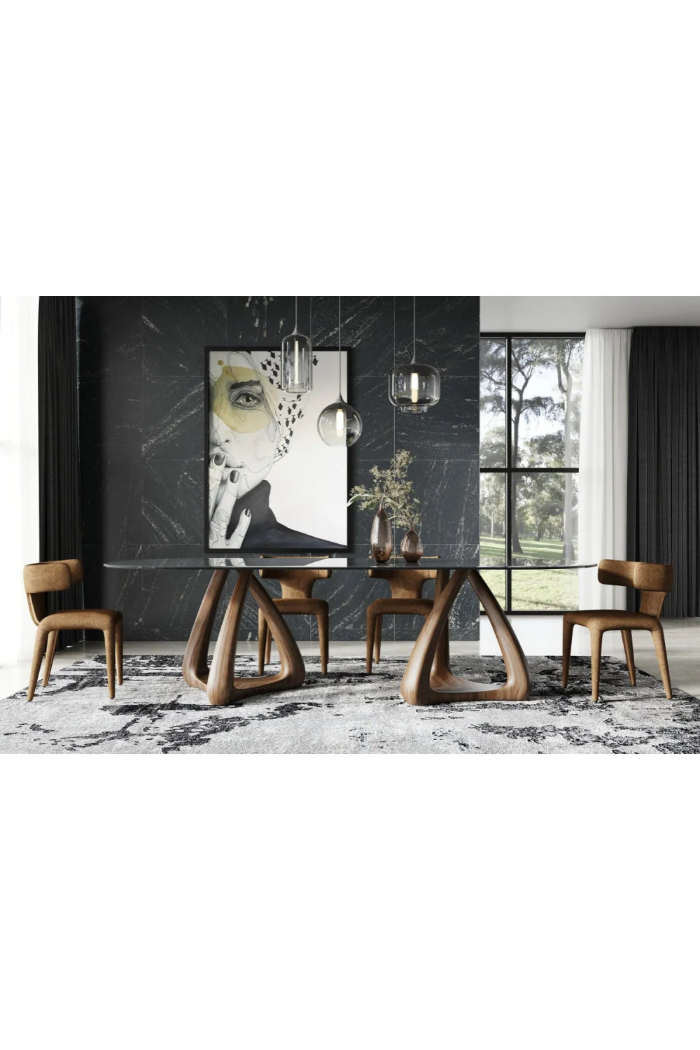 Luxury Christine Gray Glass Oval Dining Table Modern Italian Style for Villa