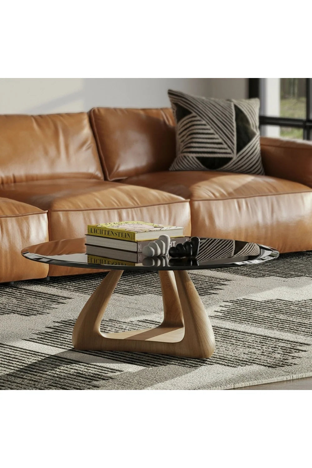 Luxury Christine Round Glass Coffee Table Modern Italian Style for Villa