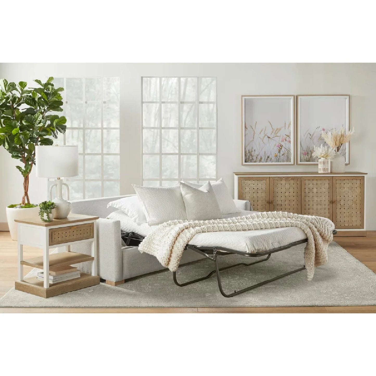 Luxury Clara Gray Fabric Queen Sleeper Sofa Modern Italian Style for Villa
