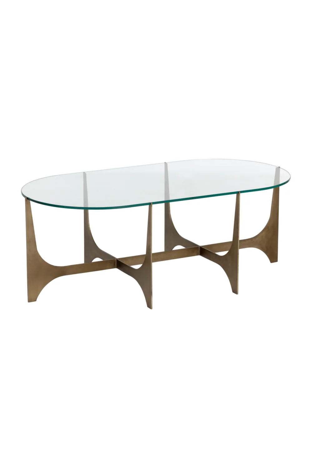 Luxury Clear Glass Oval Coffee Table Modern Italian Style for Villa