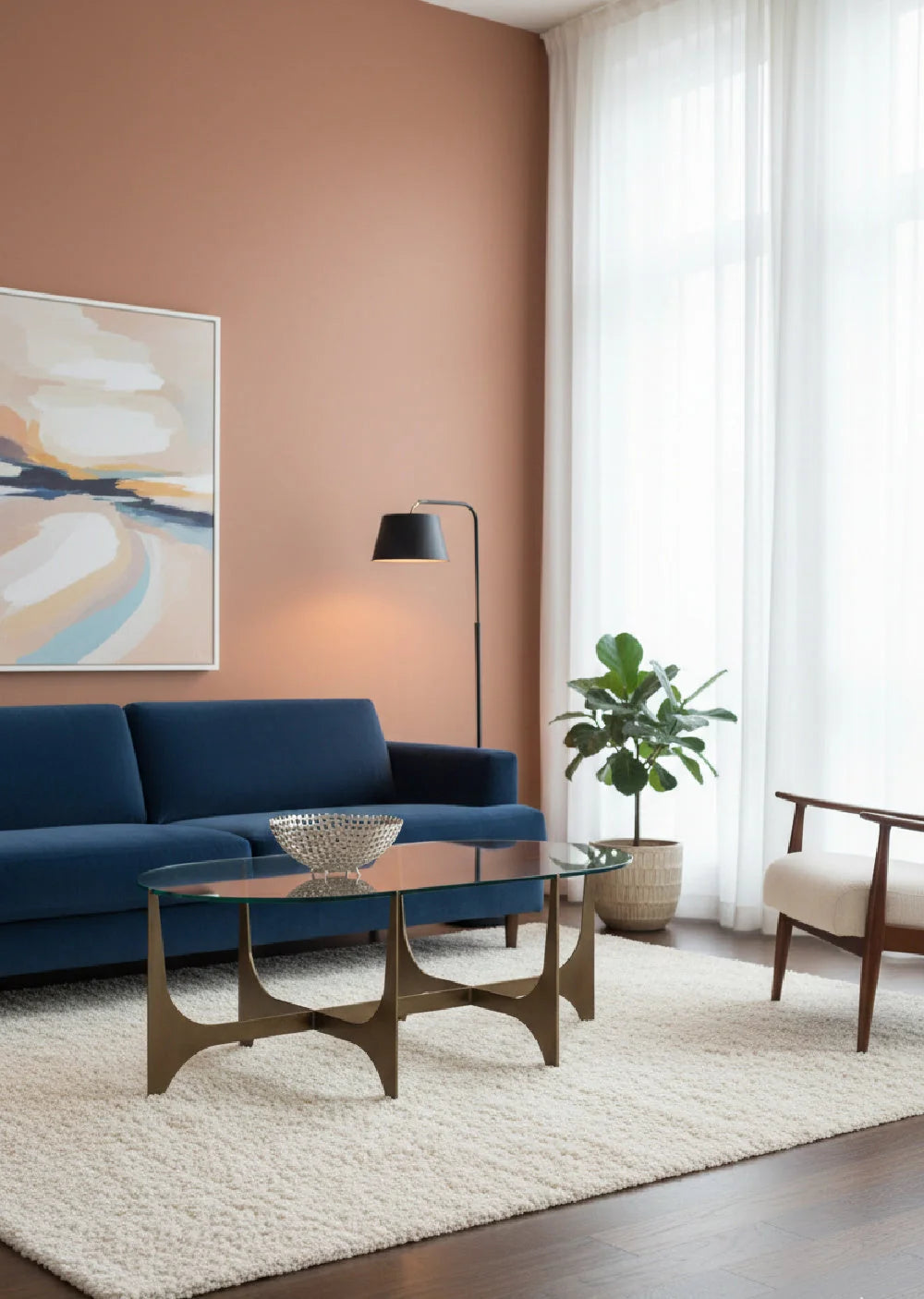 Luxury Clear Glass Oval Coffee Table Modern Italian Style for Villa