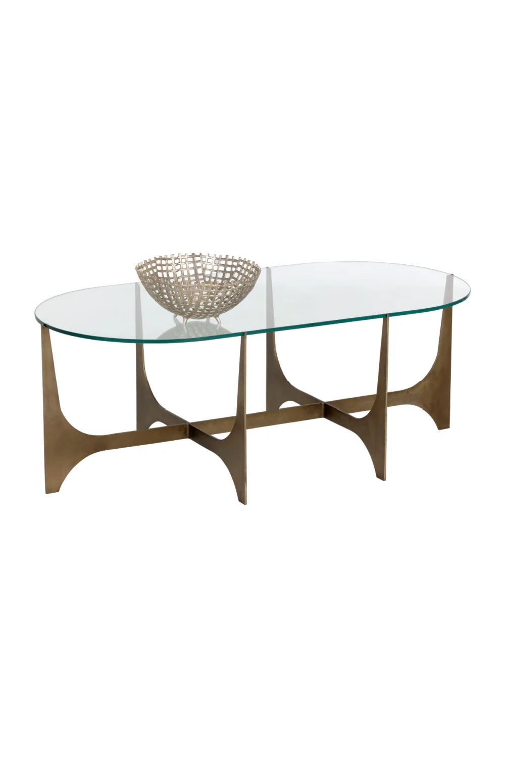 Luxury Clear Glass Oval Coffee Table Modern Italian Style for Villa