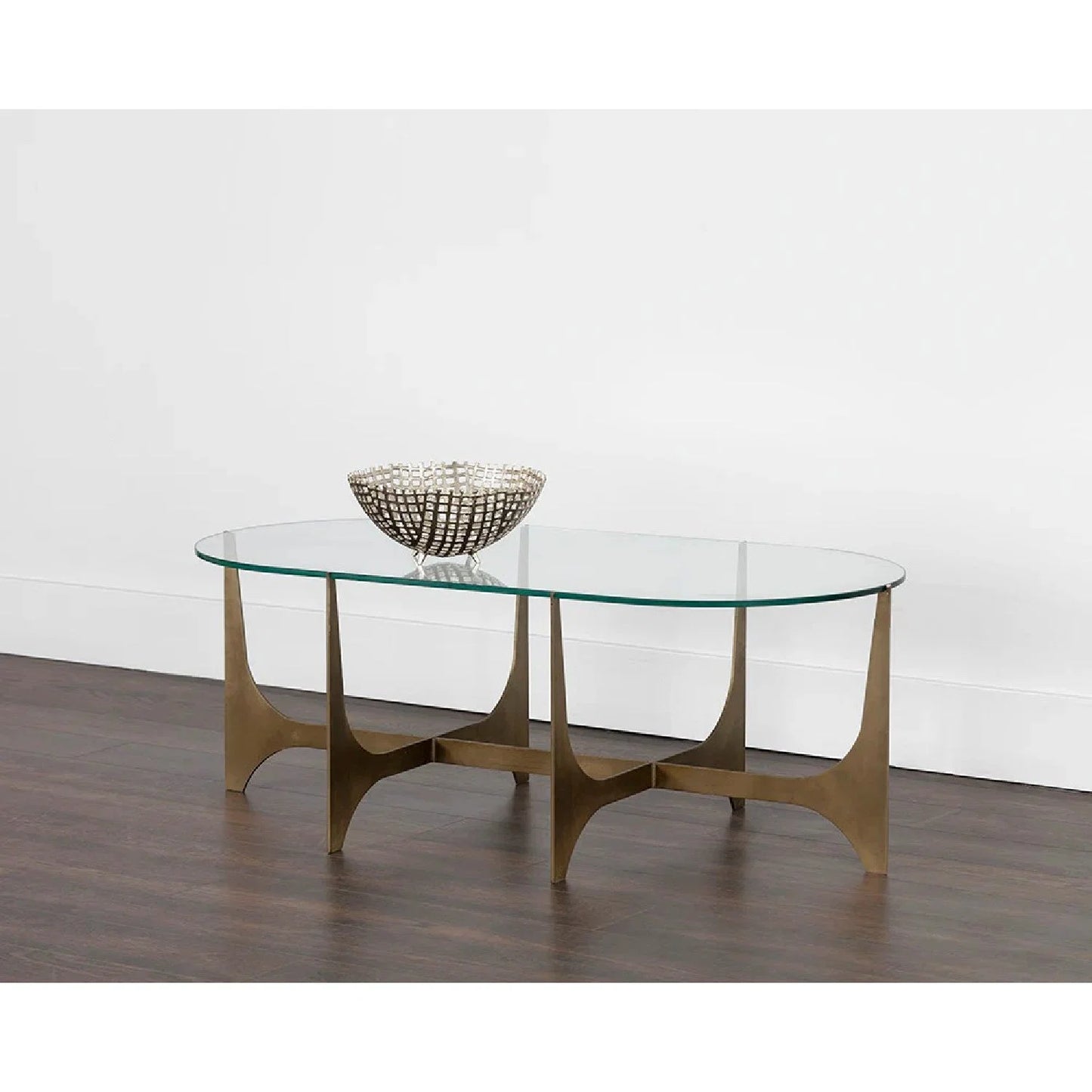 Luxury Clear Glass Oval Coffee Table Modern Italian Style for Villa