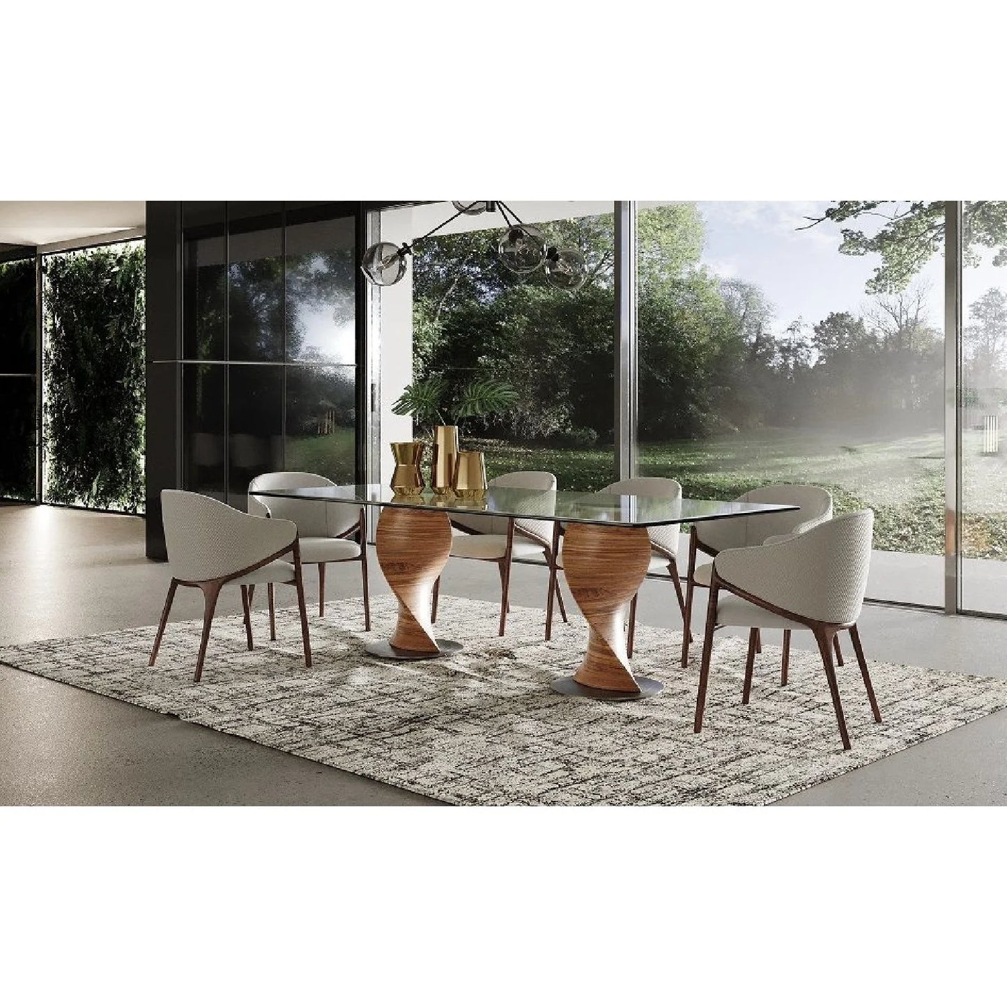 Luxury Cleveland Twisted Wood Base Dining Table Modern Italian Style for Villa