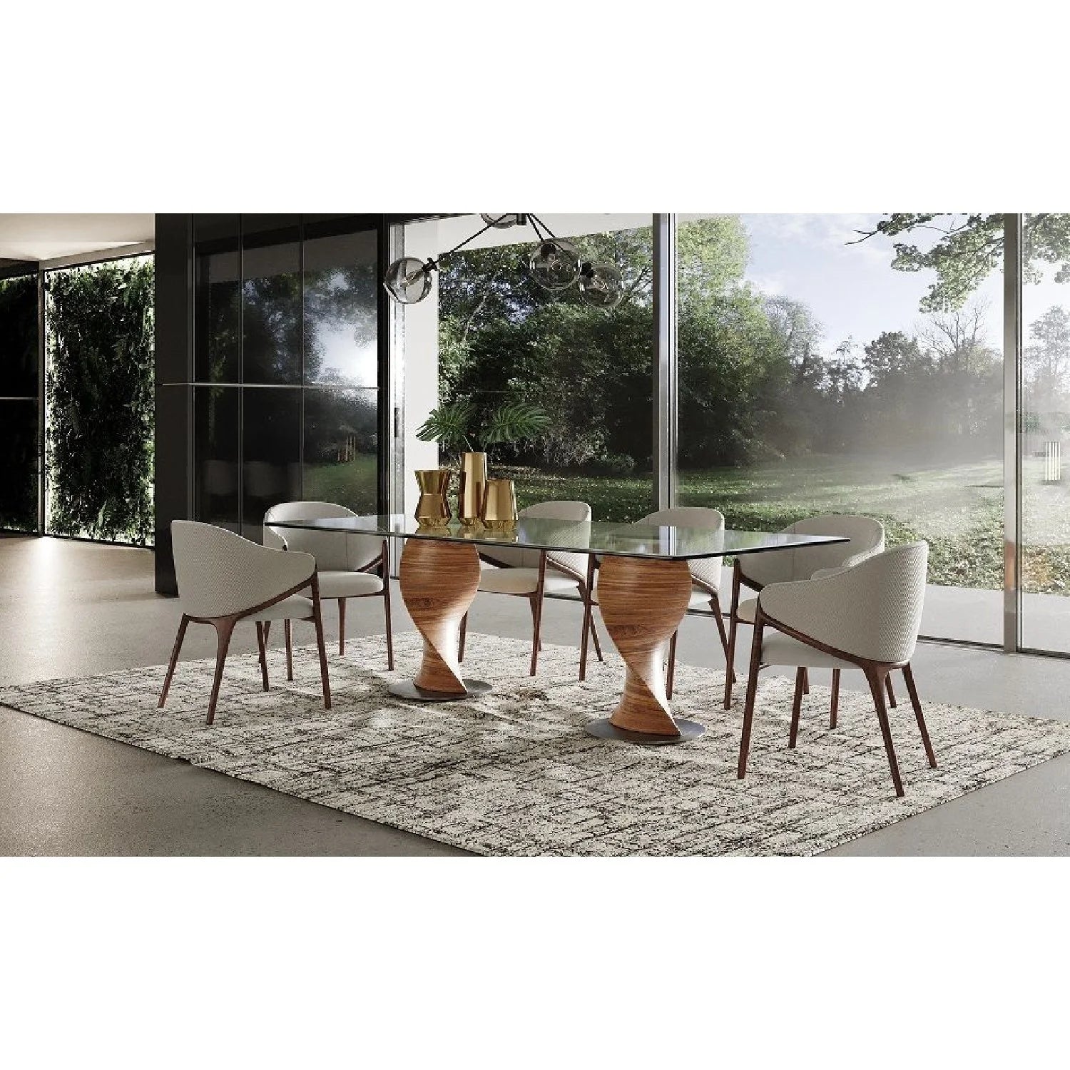 Luxury Cleveland Twisted Wood Base Dining Table Modern Italian Style for Villa