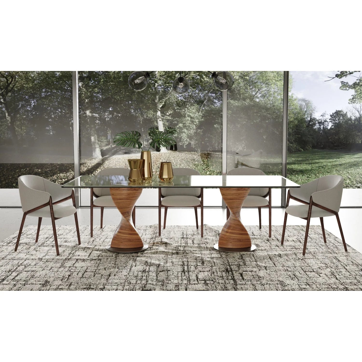Luxury Cleveland Twisted Wood Base Dining Table Modern Italian Style for Villa