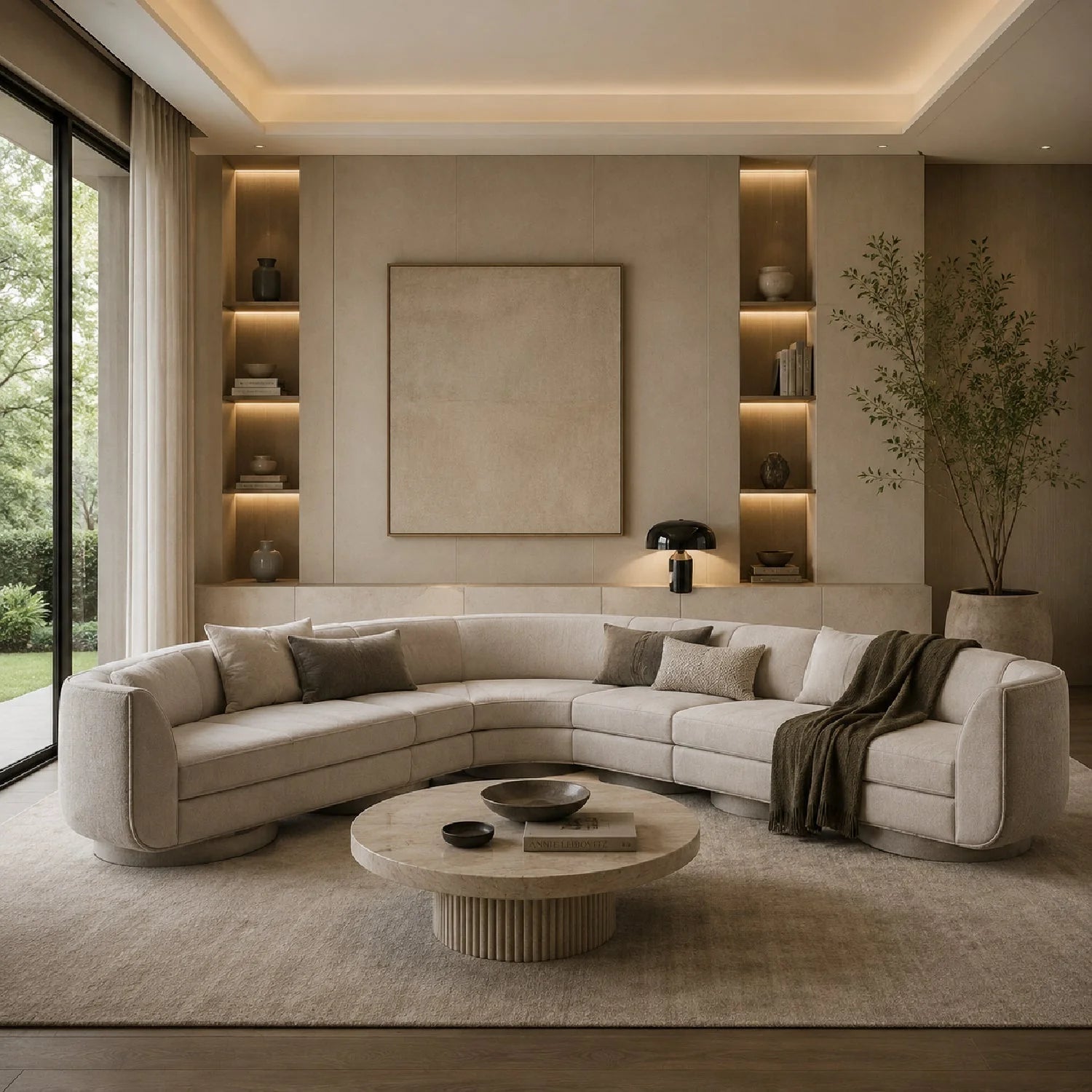Luxury Clipper Velvet Sectional Sofa Modern Italian Style for Villa