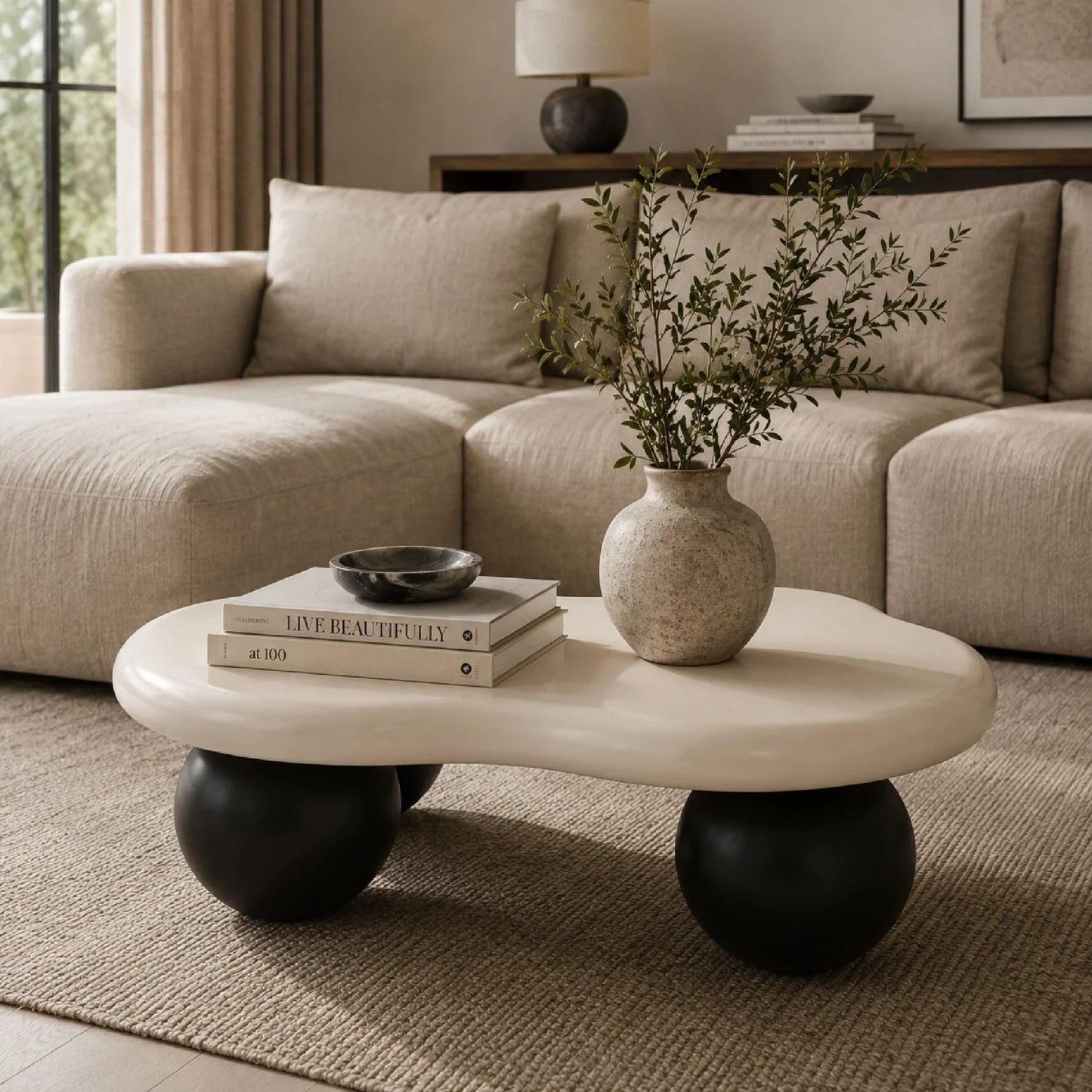Luxury Cloud Shaped Wooden Coffee Table Modern Italian Style for Villa