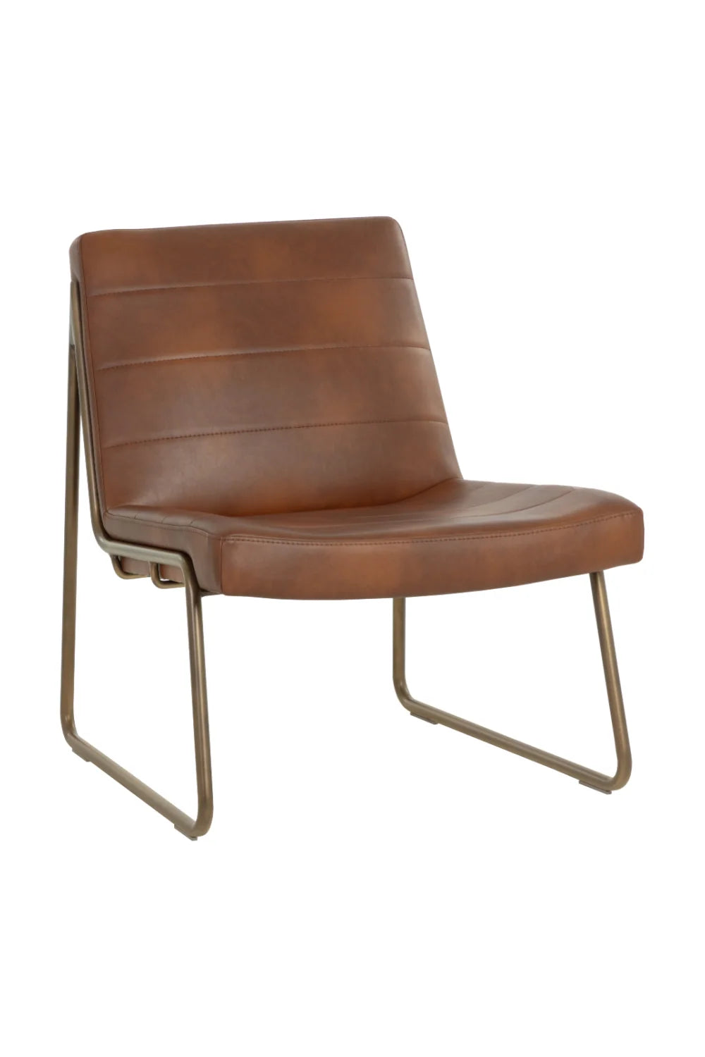 Luxury Cognac Leather Lounge Chair Modern Italian Style for Villa