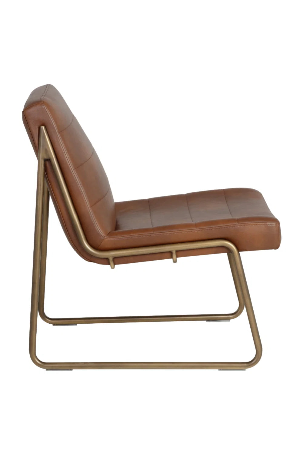 Luxury Cognac Leather Lounge Chair Modern Italian Style for Villa