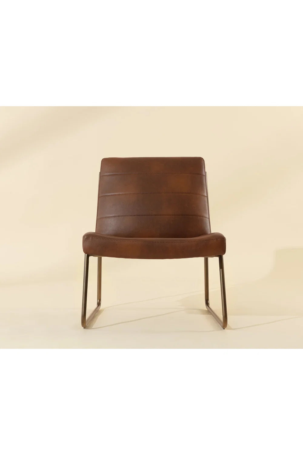 Luxury Cognac Leather Lounge Chair Modern Italian Style for Villa