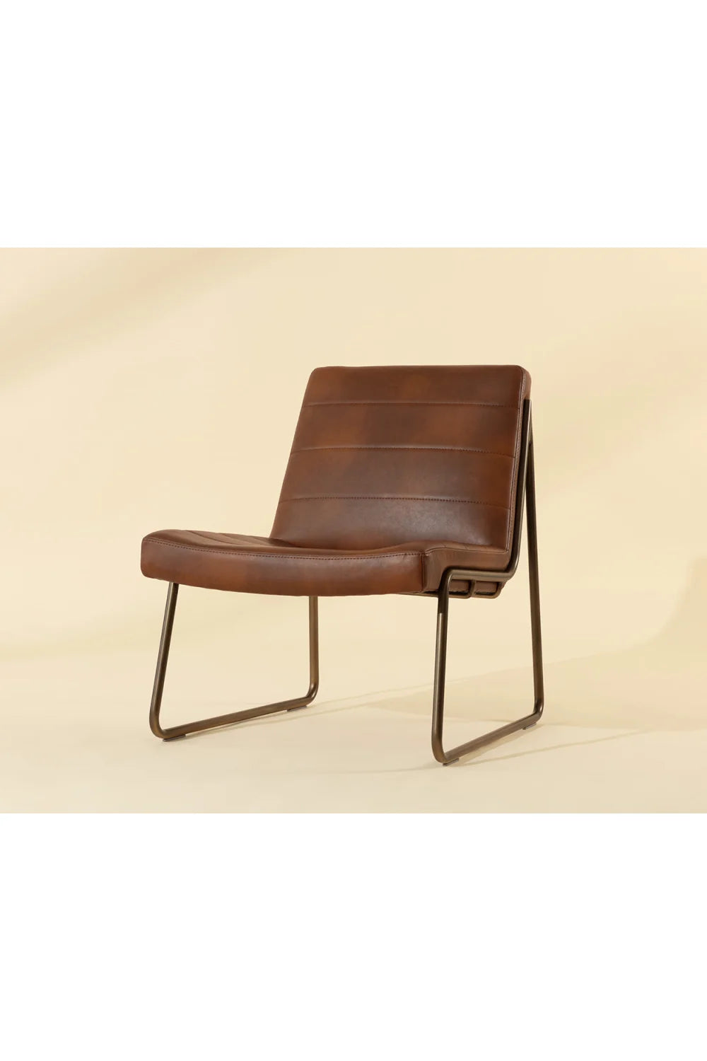 Luxury Cognac Leather Lounge Chair Modern Italian Style for Villa