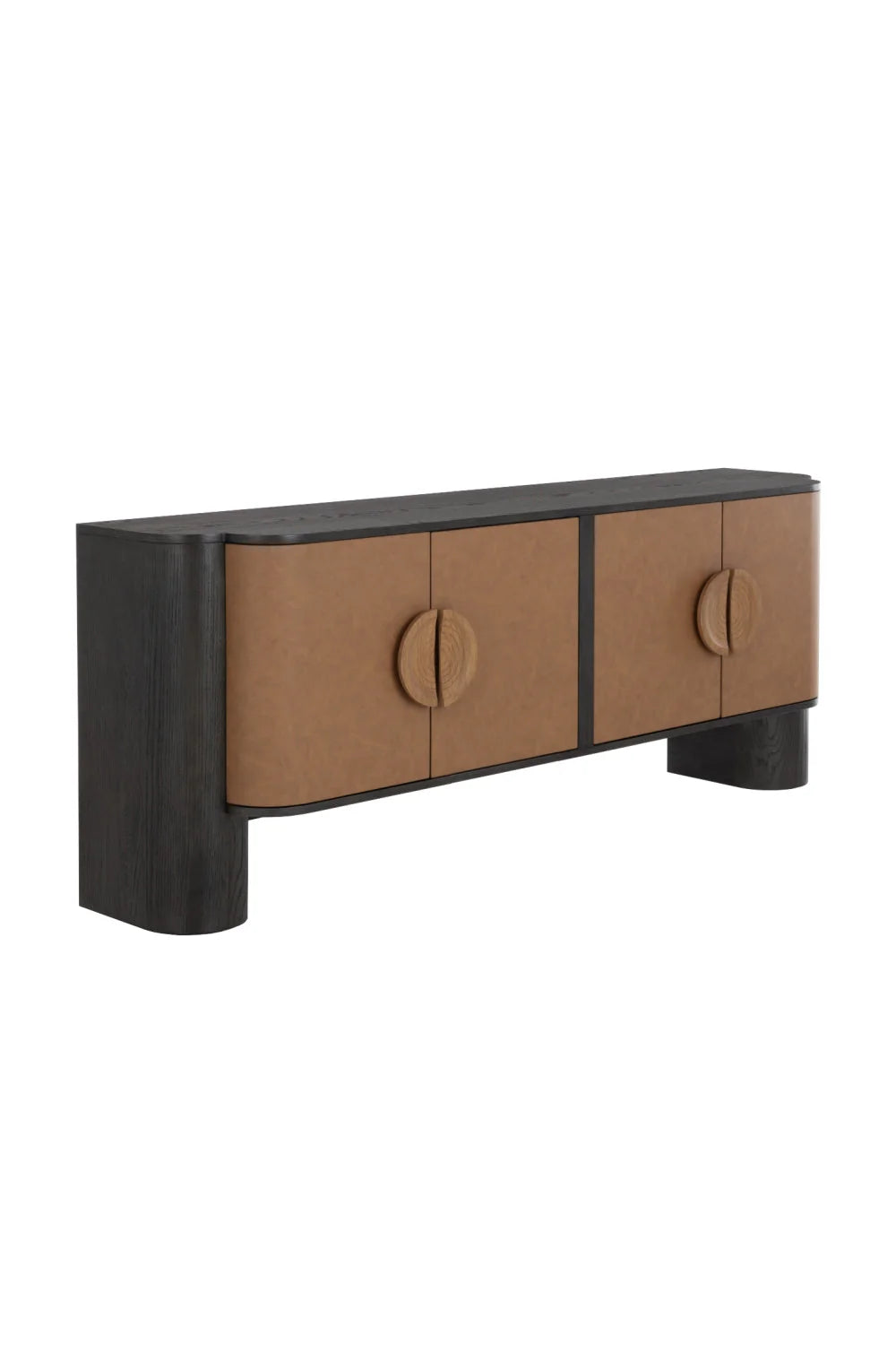 Luxury Cognac Leather Sideboard European Style for Villa