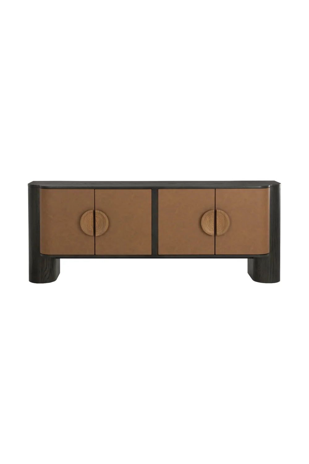 Luxury Cognac Leather Sideboard European Style for Villa