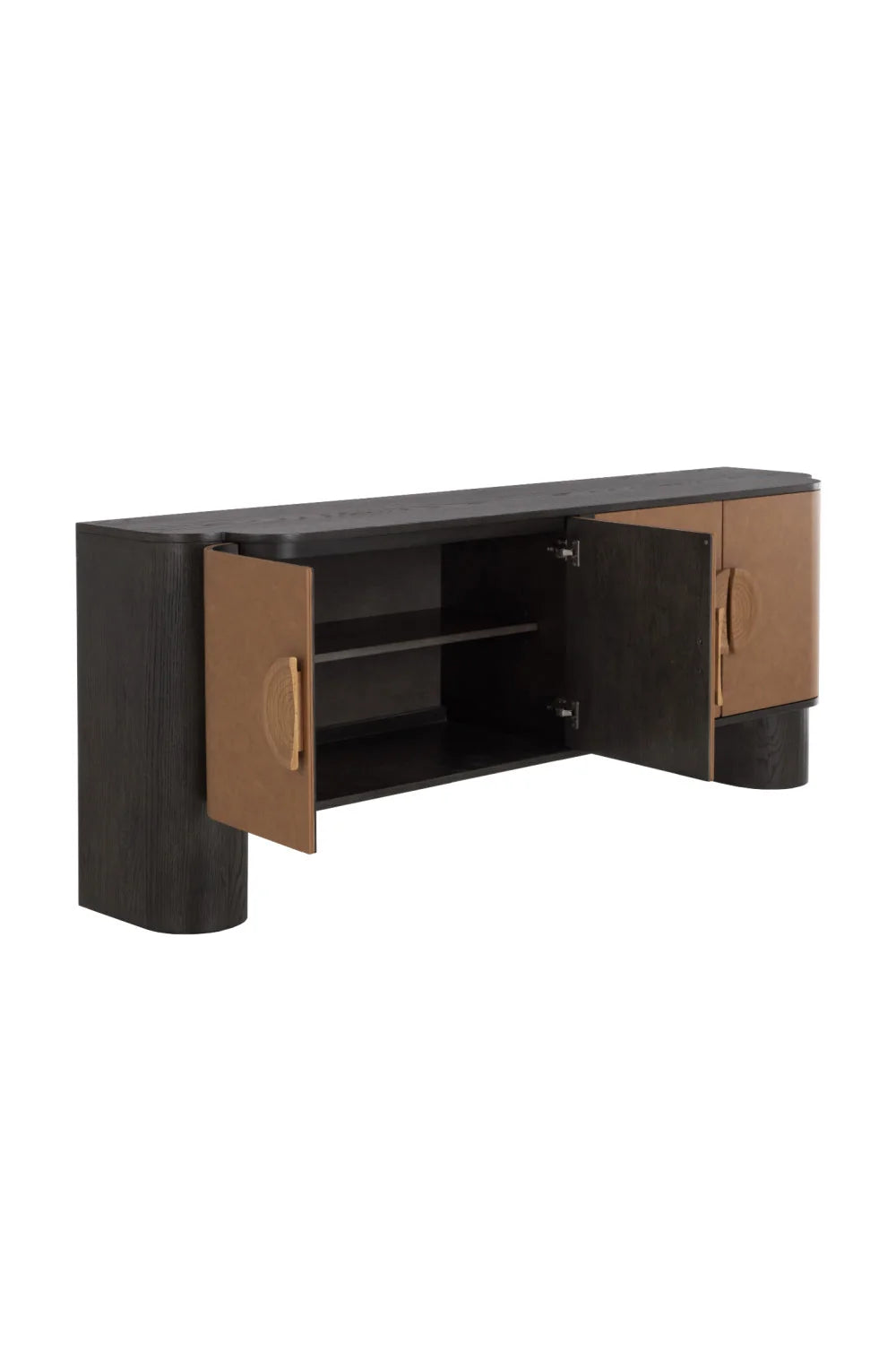 Luxury Cognac Leather Sideboard European Style for Villa