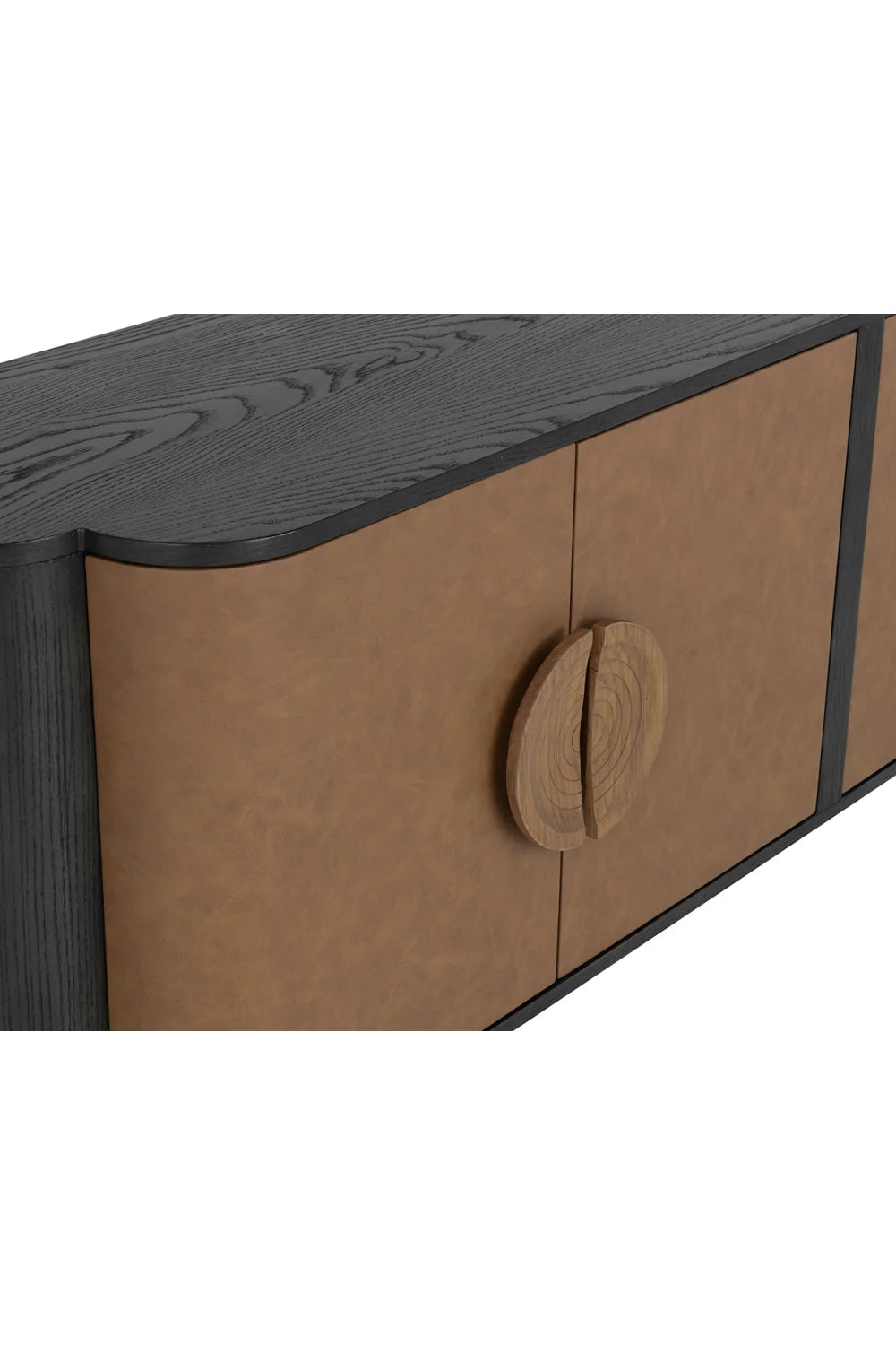 Luxury Cognac Leather Sideboard European Style for Villa