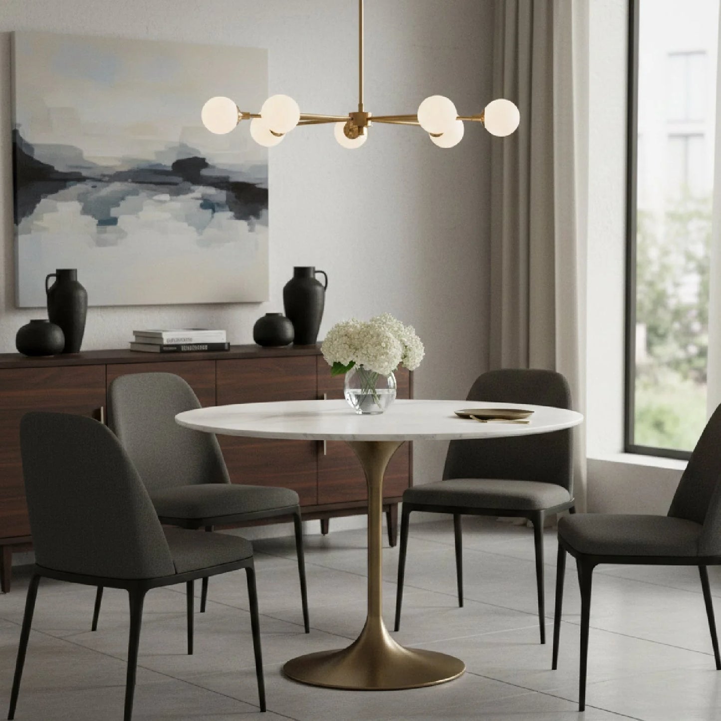 Luxury Collins Marble Tulip Dining Table Modern Italian Style for Villa