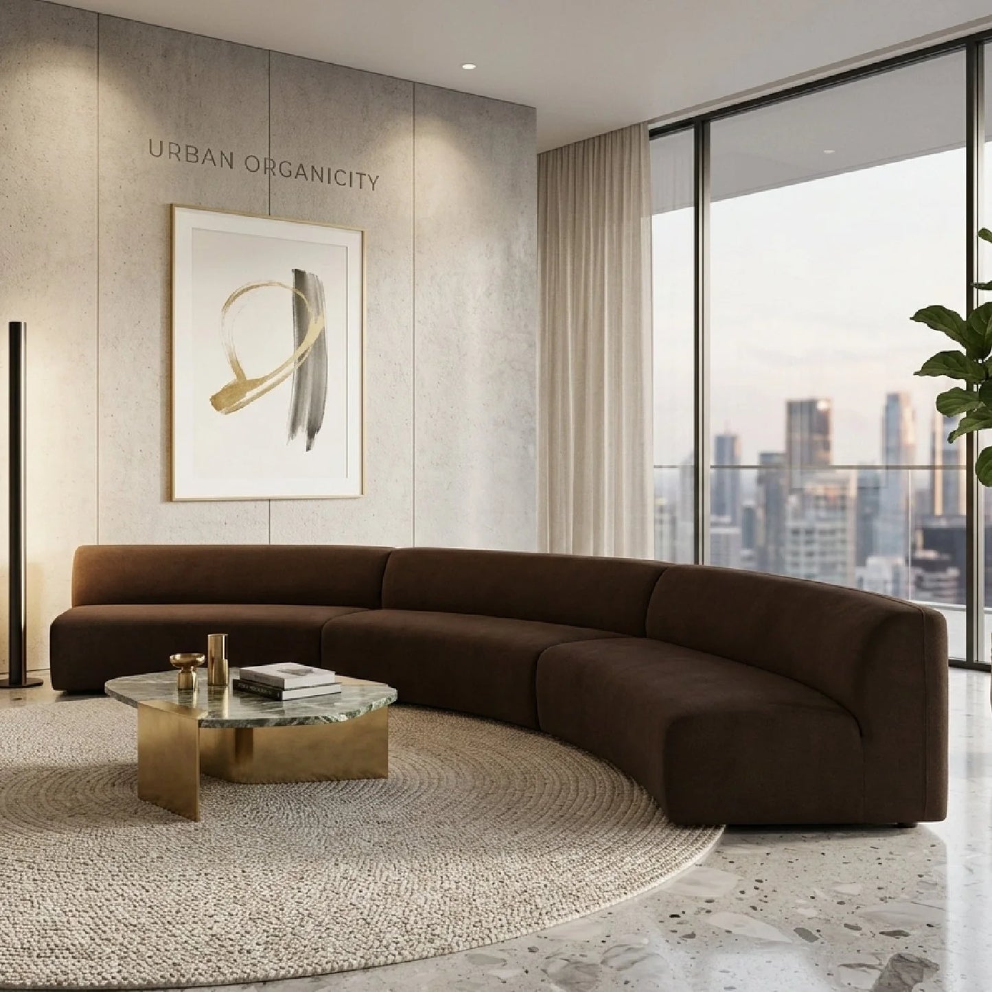 Luxury Concave 3-Piece Modular Sofa Modern Italian Style for Villa