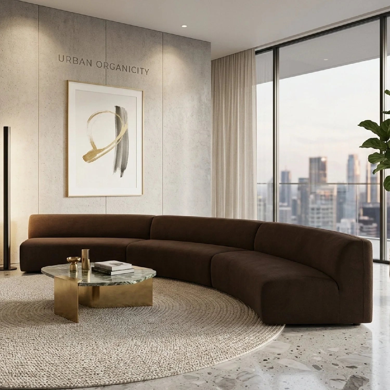 Luxury Concave 3-Piece Modular Sofa Modern Italian Style for Villa