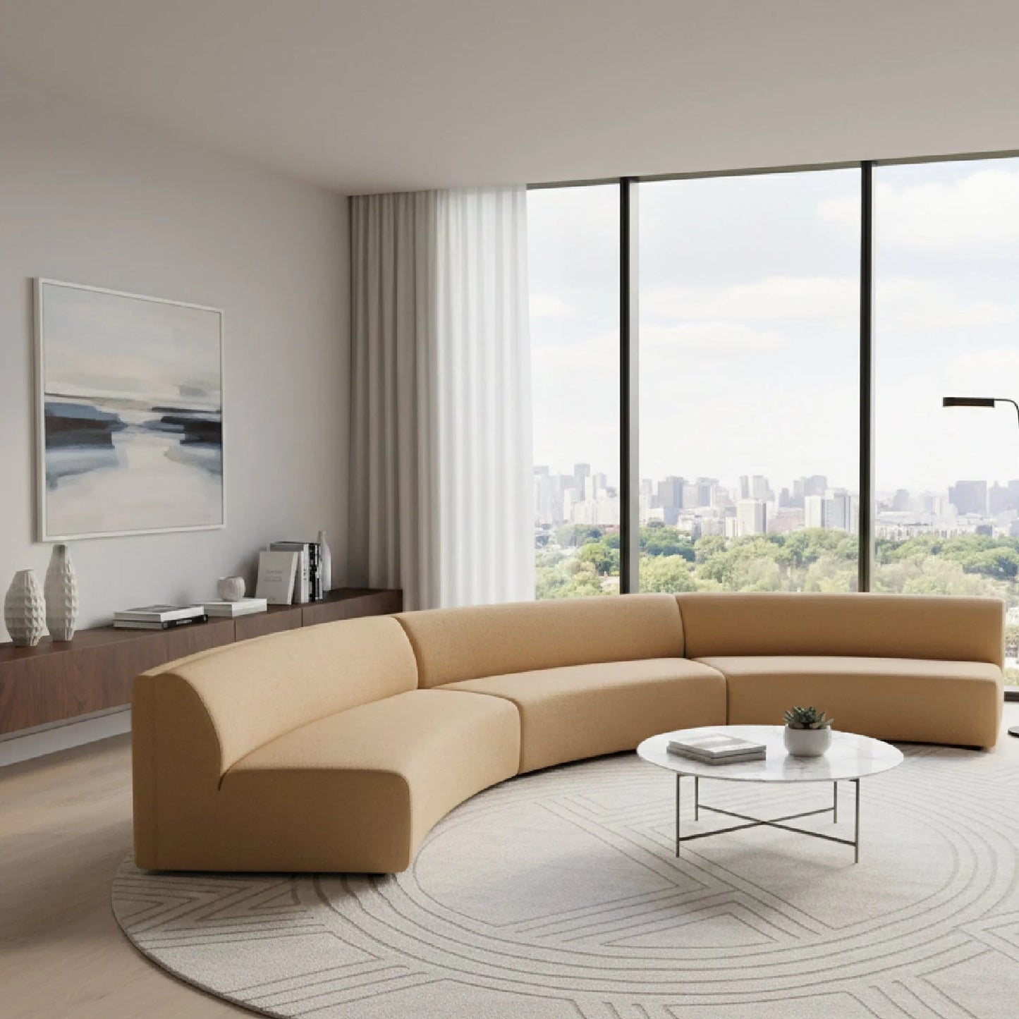 Luxury Concave 3-Piece Modular Sofa Modern Italian Style for Villa