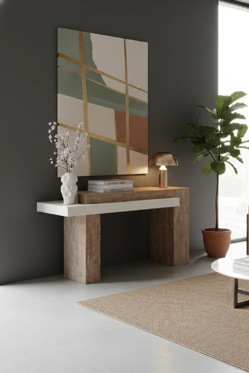Luxury Concrete Console Table Modern Italian Style for Villa