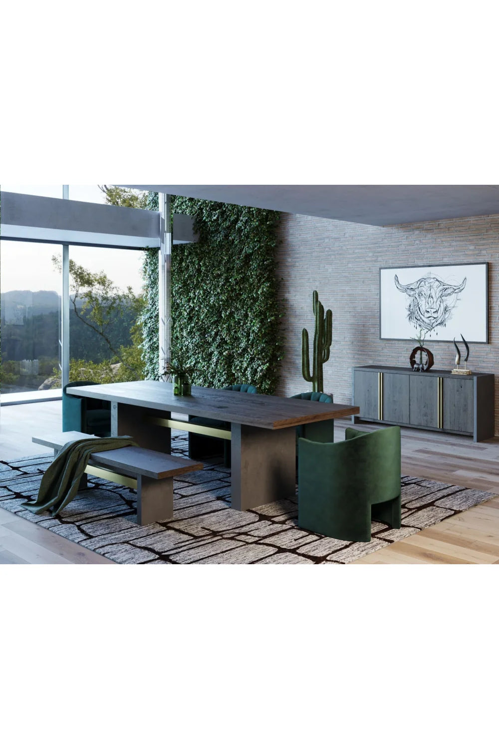 Luxury Concrete Dining Bench European Style for Villa